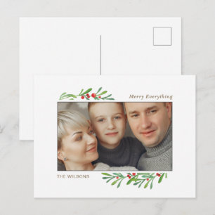 Cartão Postal De Festividades Foto Botânica Holly Berry Gold