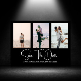 Cartão Postal De Festividades Foto Branca Negra Moderna Casamento Salve A Data