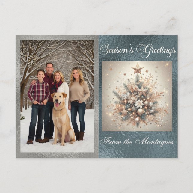 Cartão Postal De Festividades Foto com Design de Natal Pérola (Frente)