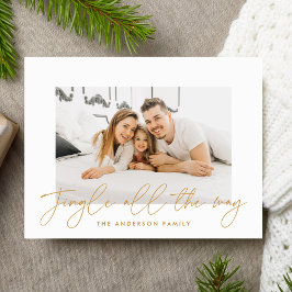 Cartão Postal De Festividades Foto com Letrairo Dourado Jingle All The Way