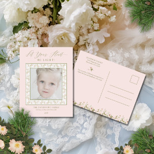 Cartão Postal De Festividades Foto cor-de-rosa de algodão floral Natal principal