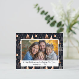 Cartão Postal De Festividades Foto da árvore de Natal Dourada e Preta Clássica