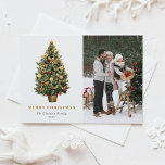 Cartão Postal De Festividades Foto da Árvore de Natal Tradicional por Aquarela<br><div class="desc">Celebre a temporada com este elegante cartão postal de Natal mostrando uma árvore de aquarela vintage decorada com ornamentos metálicos vermelhos e dourados e fitas. Perfeito para comemorações clássicas e tradicionais. Personalize este elegante cartão postal de Natal com sua foto favorita e sua mensagem sincera.</div>