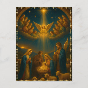 Cartão Postal De Festividades Foto da Cena de Natal do Menino Jesus no Presépio