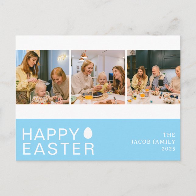 Cartão Postal De Festividades Foto da Elegante Moderna Bênção Páscoa Família Trê (Frente)
