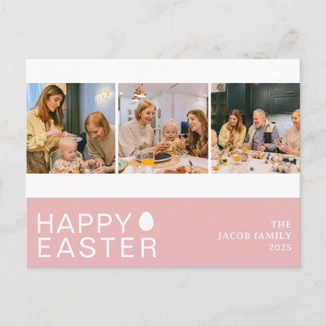 Cartão Postal De Festividades Foto da Elegante Moderna Bênção Páscoa Família Trê (Frente)
