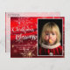 Cartão Postal De Festividades Foto da Família Bênçãos de Natal Vermelho (Frente/Verso)