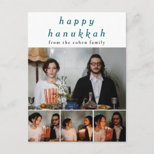 Cartão Postal De Festividades Foto da família de Hanukkah feliz minimalista e el