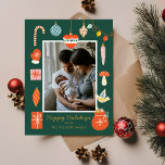 Cartão Postal De Festividades Foto da família de macacos e ornamentos de Natal<br><div class="desc">Feriado de Foto da Família Colorida de Natal</div>