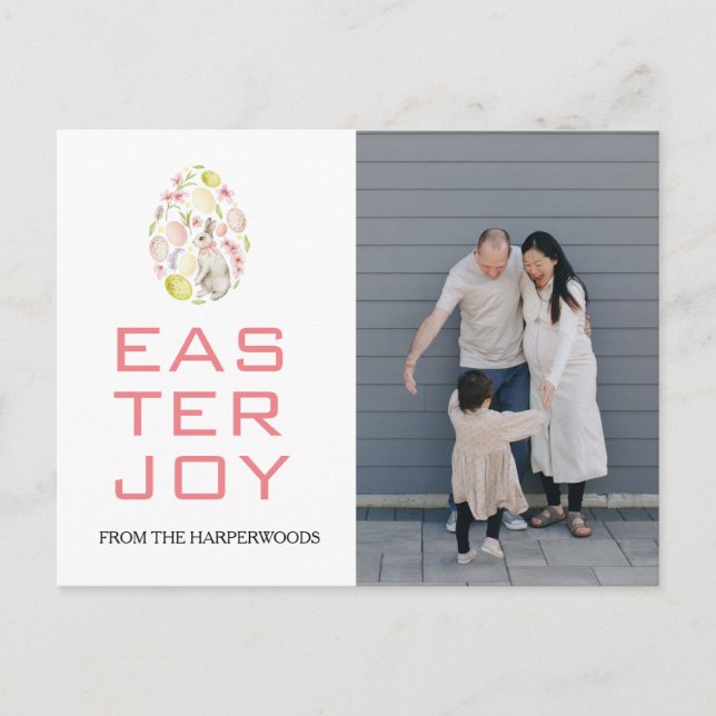Cartão Postal De Festividades Foto da família Easter Eggs, Bênçãos de Páscoa Ele (Frente)