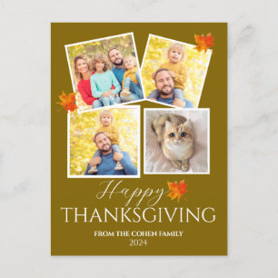 Cartão Postal De Festividades Foto da família Elegant Leaves Fall Graças