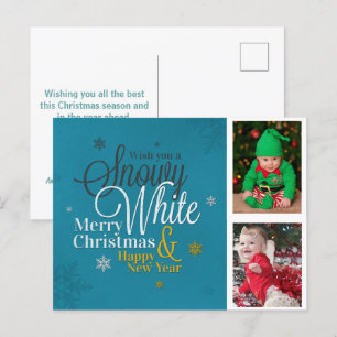 Cartão Postal De Festividades Foto da Família Flocos de Neve Bonitos Natal