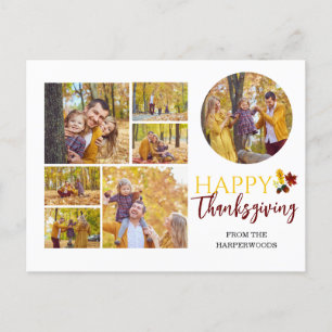 Cartão Postal De Festividades Foto da família Floral Fall Modern Happy, Ação de 