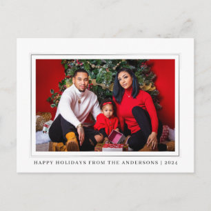 Cartão Postal De Festividades Foto da Família Minimalista nos feriados natalinos