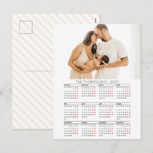 Cartão Postal De Festividades Foto da Família Moderna Calendário 2027 12 Meses