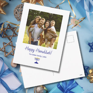Cartão Postal De Festividades Foto da família moderna Menorah Hanukkah