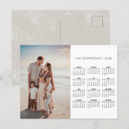 Cartão Postal De Festividades Foto da família rustic 2026 Calendário 12 Meses