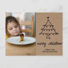 Cartão Postal De Festividades Foto da Tipografia da Árvore de Natal Rustic Kraft