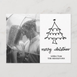 Cartão Postal De Festividades Foto da tipografia da árvore de Natal simples mode