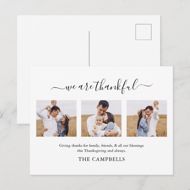 Cartão Postal De Festividades Foto de Ação de Graças de Script Moderno (Frente/Verso)