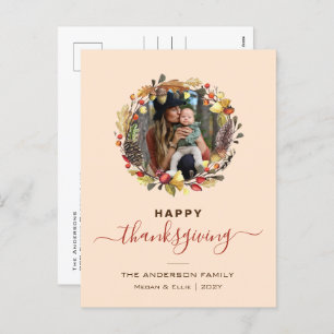 Cartão Postal De Festividades Foto de Ação de Graças Moderna Fall Wreath