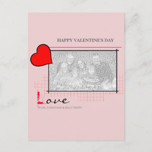 Cartão Postal De Festividades Foto de Amor com Coração Vermelho