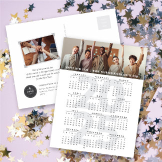 Cartão Postal De Festividades Foto de Ano Novo do Calendário Minimalista Moderno