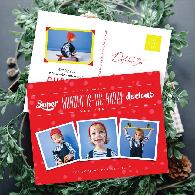 Cartão Postal De Festividades Foto de Ano Novo Feliz, Feliz e Dócil (Criador carregado)