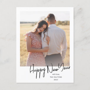 Cartão Postal De Festividades Foto de Ano Novo Feliz Simples e Moderno