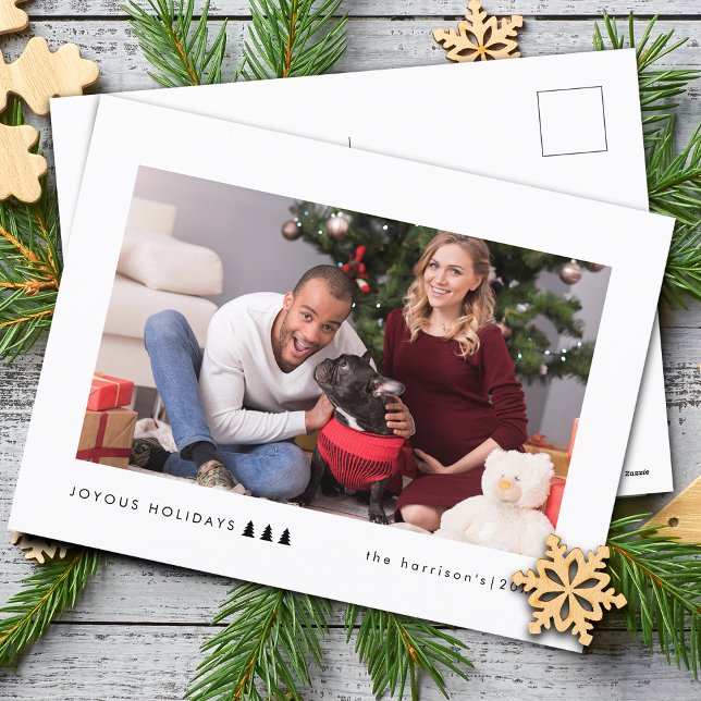 Cartão Postal De Festividades Foto de Árvore Moderna (Modern Tree Photo Holiday Postcard)