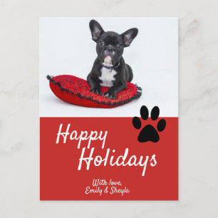 Cartão Postal De Festividades Foto de Cachorro com Patinha Fofa e Letra Vermelha