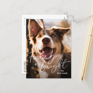 Cartão Postal De Festividades Foto de Cachorro Fofo Natal Moderno