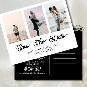 Cartão Postal De Festividades Foto De Casamento Branco Preto Salva A Data