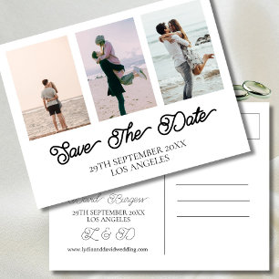 Cartão Postal De Festividades Foto De Casamento Simples Branco Salvar A Data