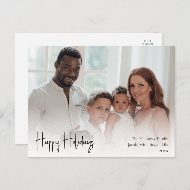 Cartão Postal De Festividades Foto de Cheio de Feriados Felizes de Script Modern (Frente/Verso)