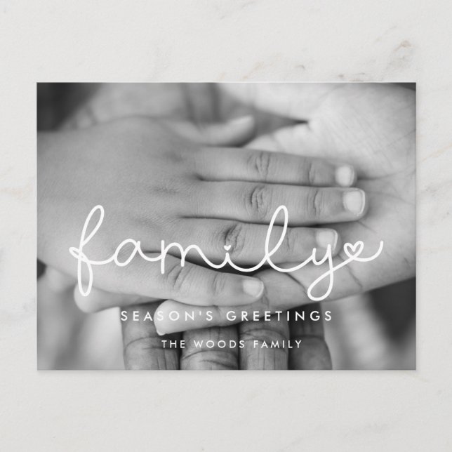 Cartão Postal De Festividades Foto de família com roteiro fofo (Frente)