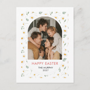 Cartão Postal De Festividades Foto de família de Páscoa floral oval colorida ele