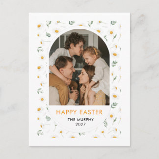 Cartão Postal De Festividades Foto de família de Páscoa floral oval colorida ele