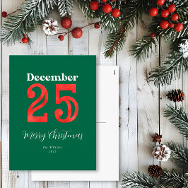 Cartão Postal De Festividades Foto de Família Simples Vermelho Verde Feliz Natal