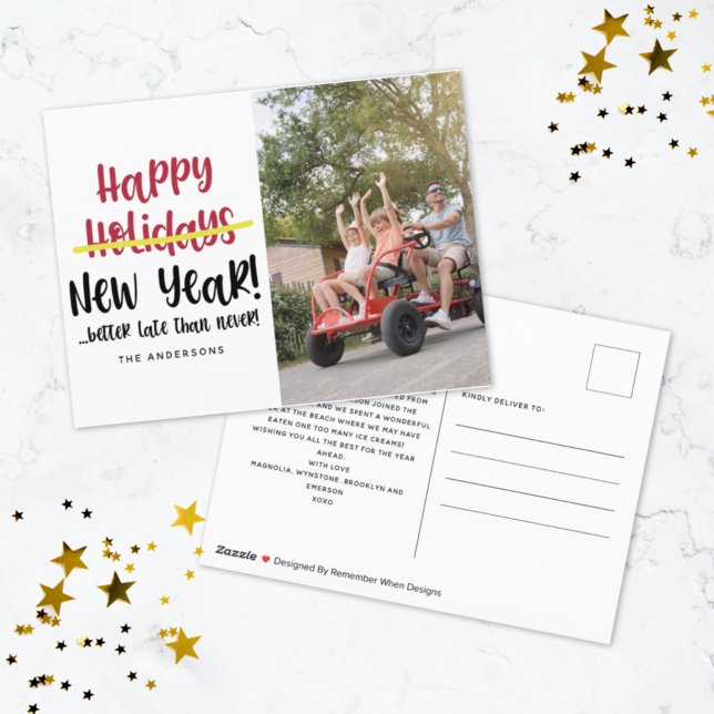 Cartão Postal De Festividades Foto de Feliz ano novo Engraçado Atrasado (Criador carregado)