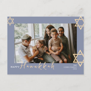 Cartão Postal De Festividades Foto de Feliz Hanukkah da Caligrafia Azul