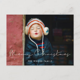 Cartão Postal De Festividades Foto de Feliz Natal, manuscrita minimalista