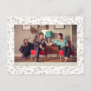 Cartão Postal De Festividades Foto de Feriado de Folhagem Elegante Beige