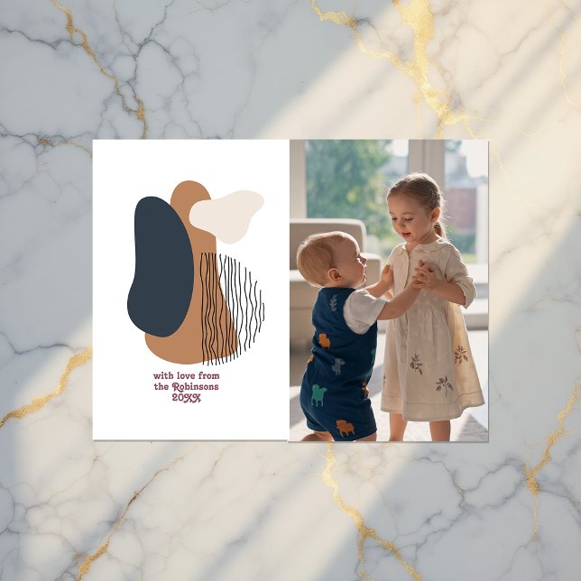 Cartão Postal De Festividades Foto de Feriado do Abstrato moderno (Modern Abstract Shapes Holiday Photo Card)