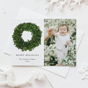 Cartão Postal De Festividades Foto de Feriados Felizes de Boxwood Pintada à Mã