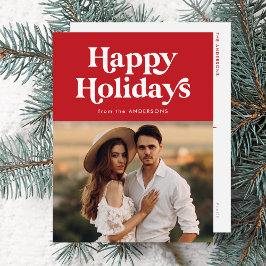 Cartão Postal De Festividades Foto de feriados felizes vermelhos com tipografia 