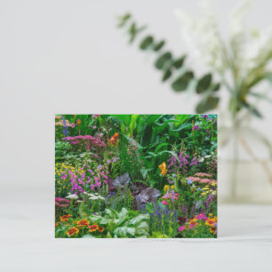 Cartão Postal De Festividades Foto de Flores de Verão de Jardim de Cottage Inglê