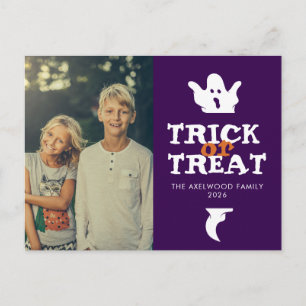 Cartão Postal De Festividades Foto de Halloween com truque ou trato de fantasma