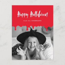 Cartão Postal De Festividades Foto de Halloween Sangue Escorrendo Vermelho