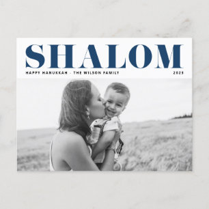 Cartão Postal De Festividades Foto de Hanukkah com Tipografia Azul em Negrito